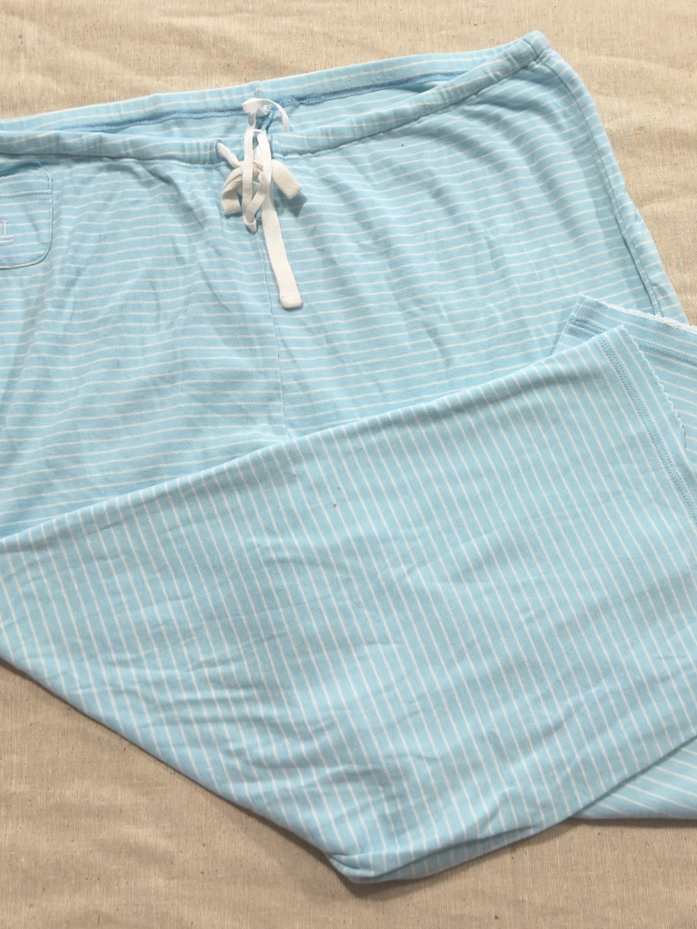 Ralph Lauren Light Blue and White Pinstripe Lounge Pants